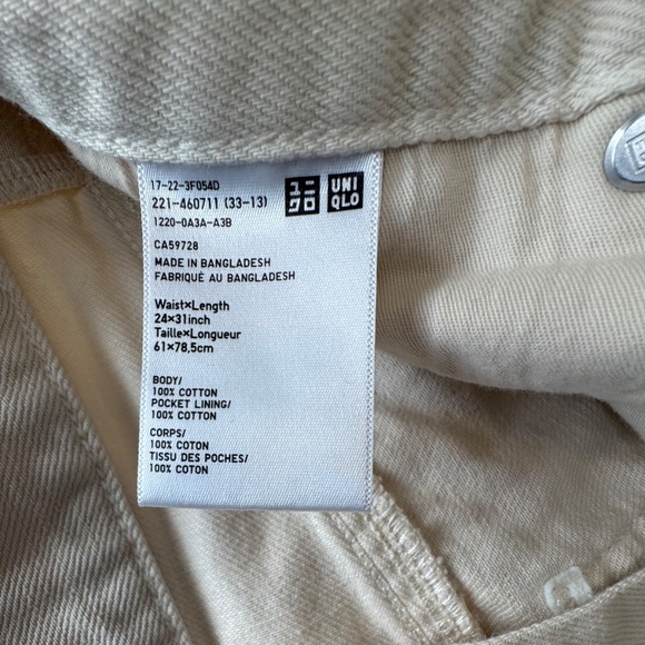 Uniqlo Low Rise Baggy Jeans in Natural Colour, Size W24 L31 - Picture 8 of 9